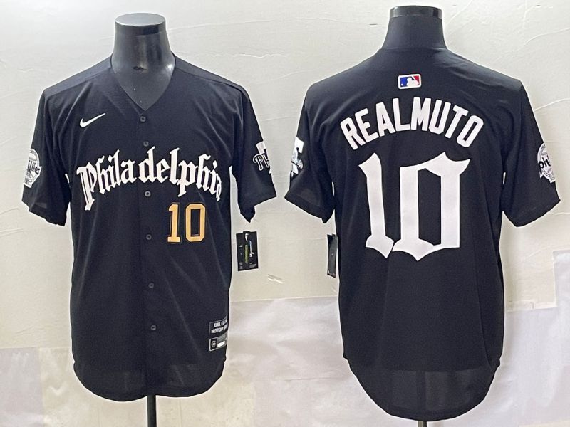 Men 2025 Philadelphia Phillies #10 Realmuto Black Five generations Joint Name Nike MLB Jersey style 4->philadelphia phillies->MLB Jersey